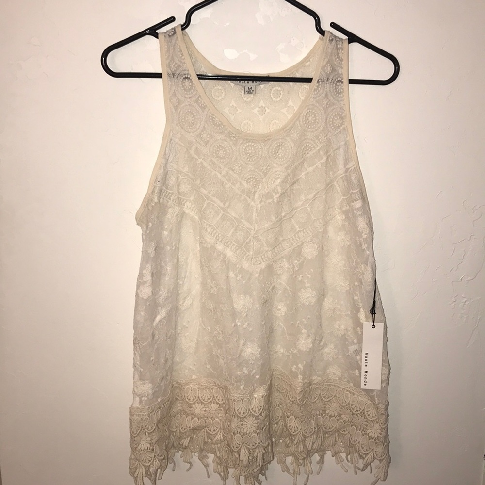 sheer off white laced blouse
